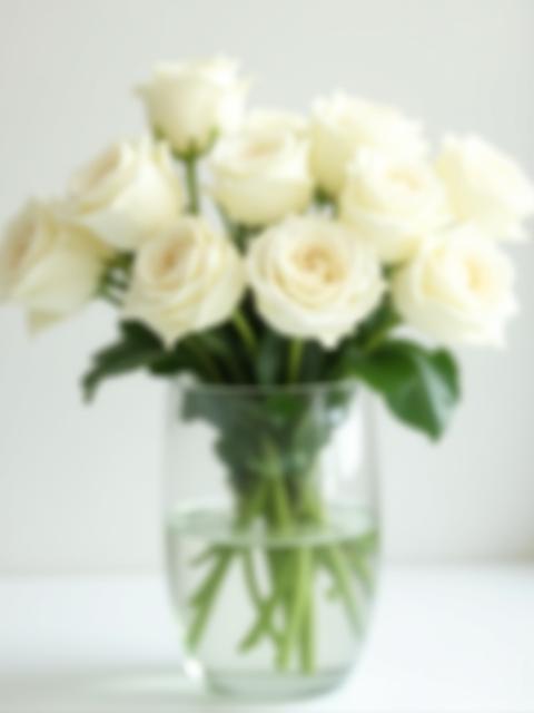 Elegant white rose arrangement in a glass vase