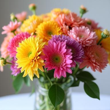 Colorful fresh flower arrangement in a vase